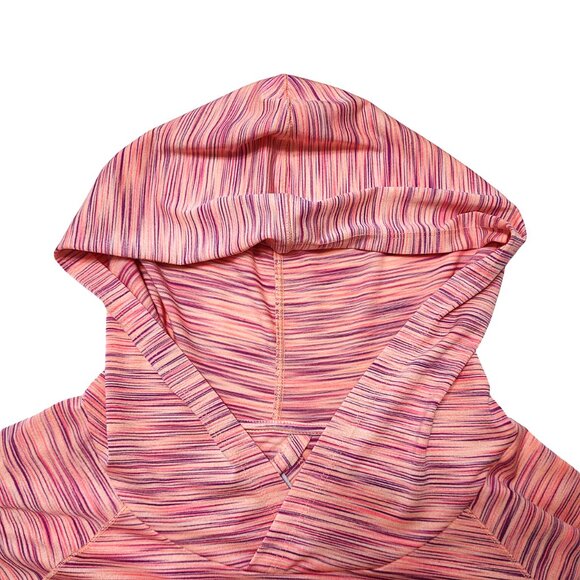 Maurices In Motion Hooded Workout Shirt Long Sleeves Space Dye Coral Purple Sz M - Picture 8 of 13